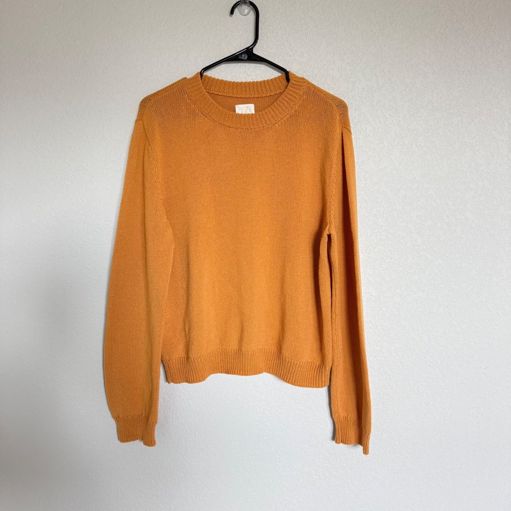Suzie Kondi 100% Cashmere Crewneck Sweater Mustard Yellow Orange XS Knit Luxury